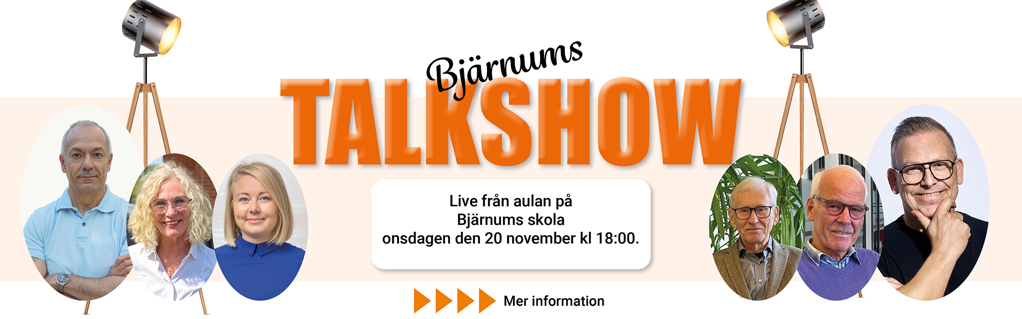 reklambanner för bjärnums talkshow med länk till ytterligare information om evenemanget